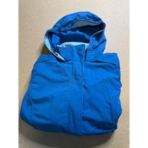 L.L.Bean‎ Mens Blue Hooded Rain Jacket Water Resistant Lightweight Coat